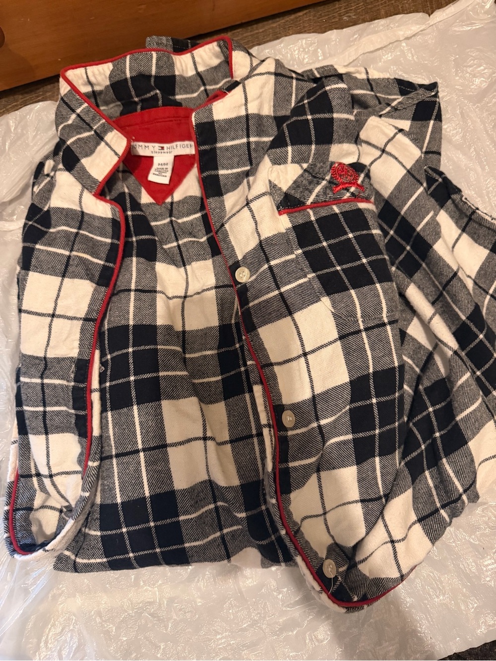 Tommy Hilfiger Kids Navy, White & Red Plaid Button-Down Shirt